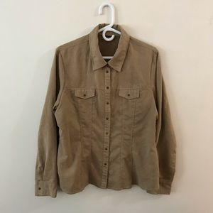Reitman’s Tan Faux Suede Button Down